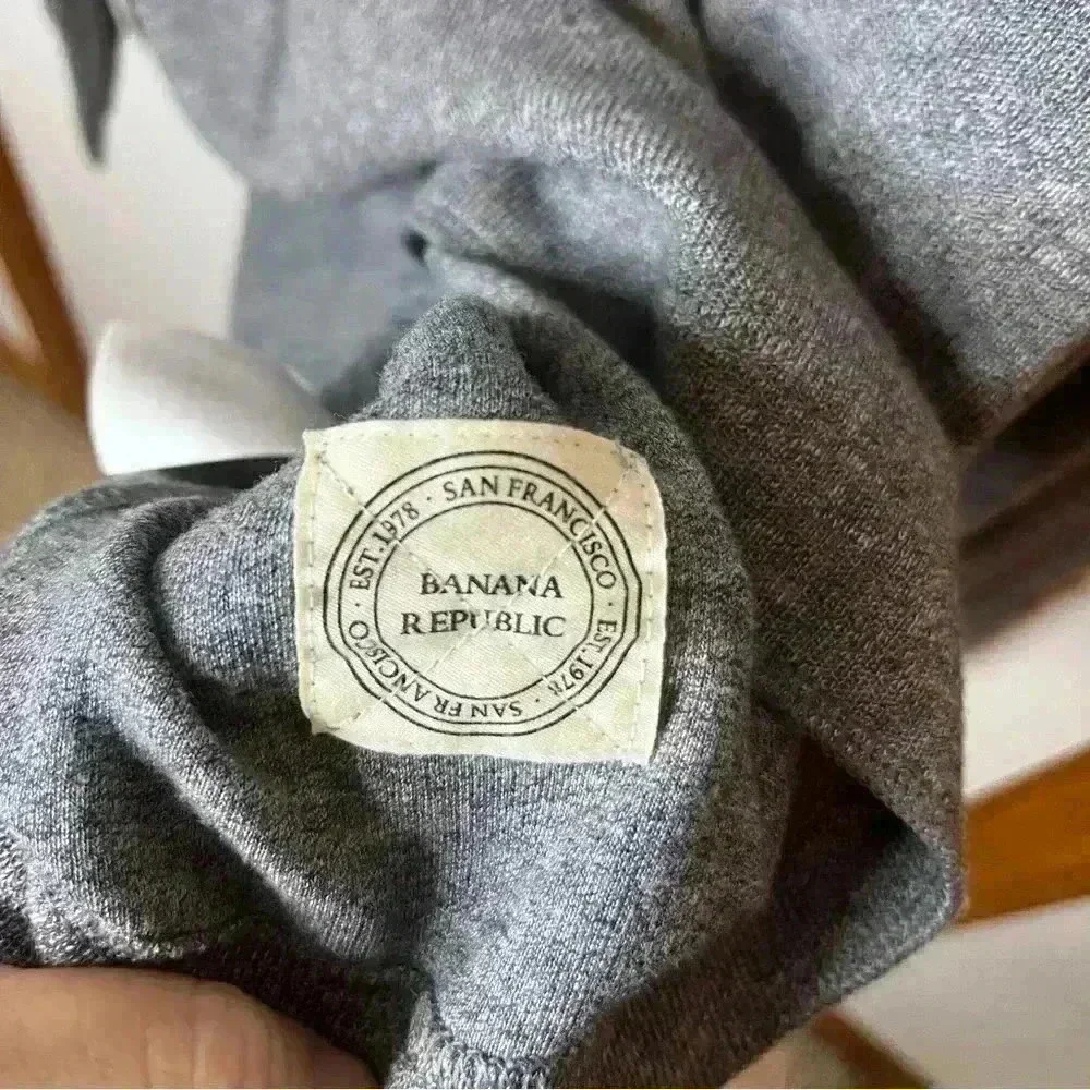 Banana Republic 1/4 Button‎ Henley Long Sleeve Shirt Men Medium Gray Casual Work